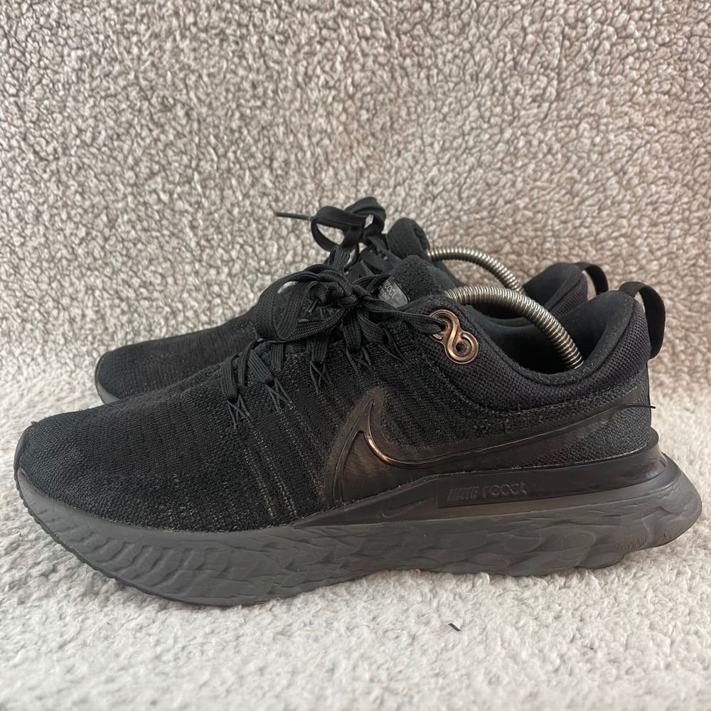 Nike React Infinity Run Flyknit 3 Men's Size 9 Triple Black Running Shoes CT2357